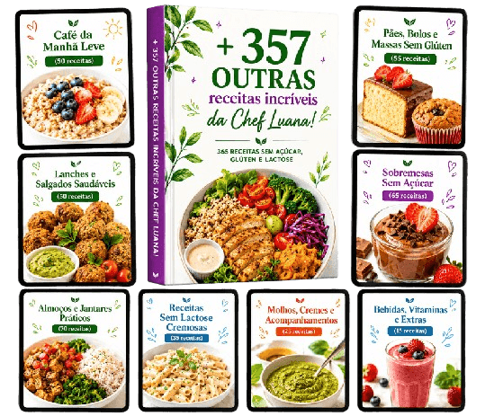 Mosaico com prévia das 357 receitas extras